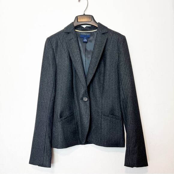 Jcrew super 120's Italian Wool Pinstripe Blazer Jacket Gray Women's size 0 - Picture 1 of 8